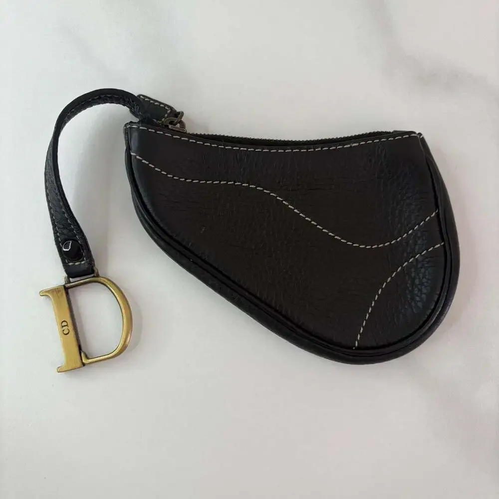VINTAGE DIOR LEATHER SADDLE COIN PURSE